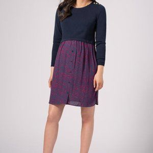 Seraphine Navy Blue Mock Sweater Maternity & Nursing Dress